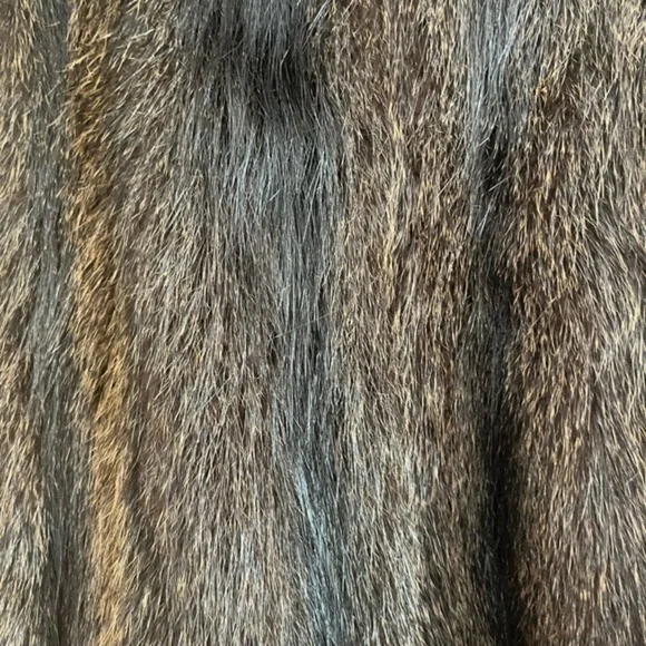 Women’s brown fox fur long coat. Style raincoat - Picture 3 of 10